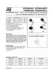 DataSheet STD5NK40Z pdf